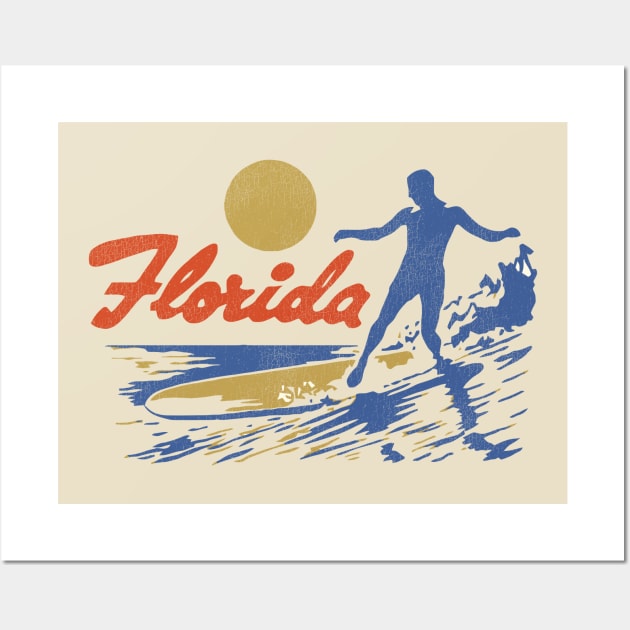 Vintage Florida Surfing Travel Souvenir Wall Art by darklordpug